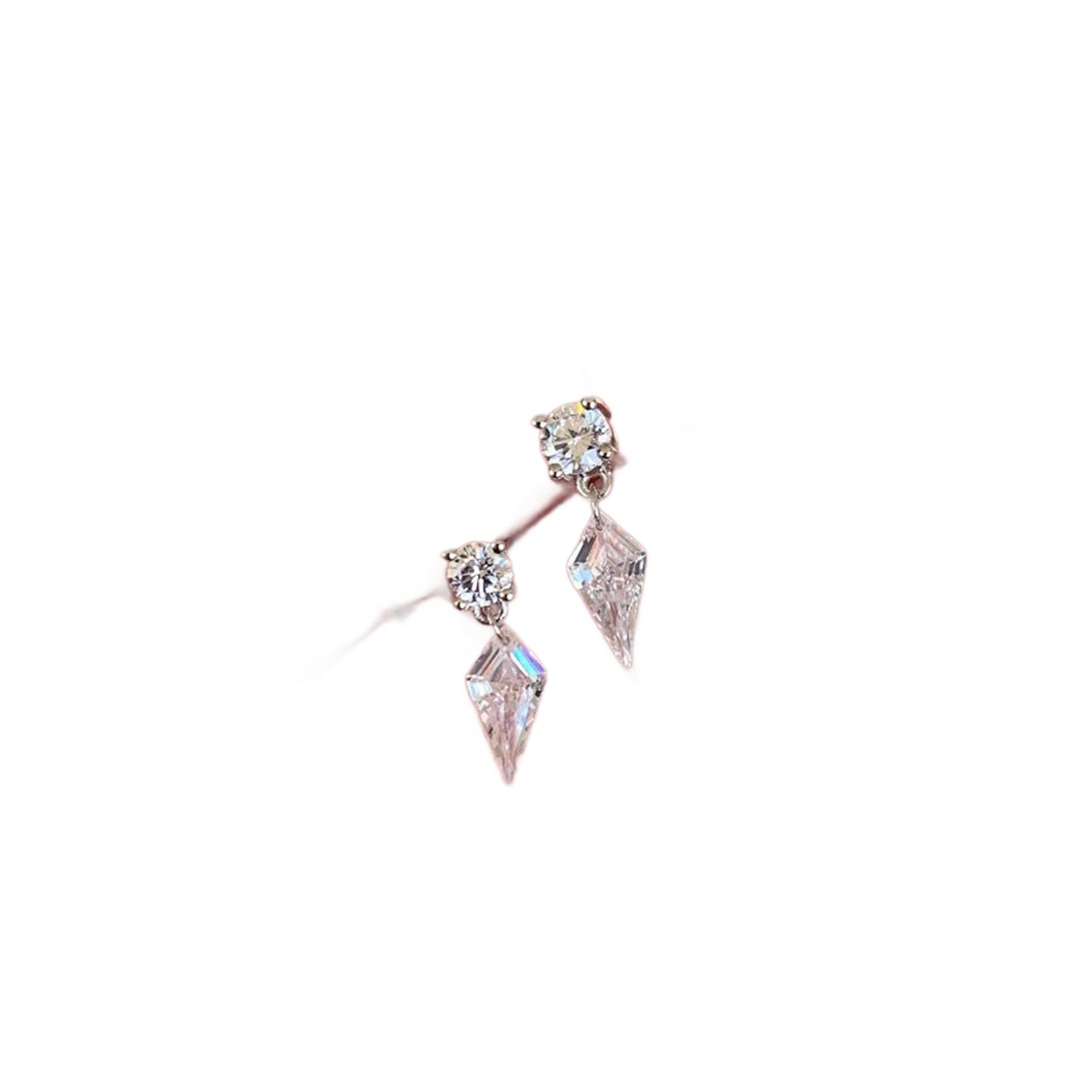 Women's Entry Lux Rhombus Zircon Eardrops Simple Earrings