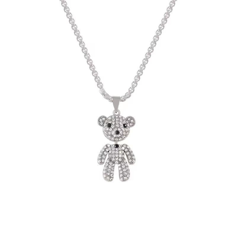 Full Diamond Bear Cute Cool Earth Necklaces
