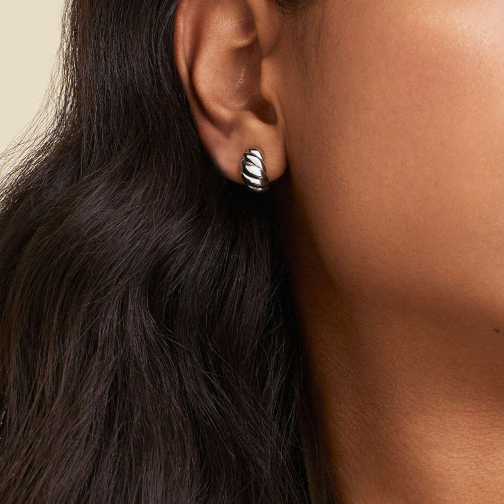 Women's Style Creative Stainless Steel Croissant Personality Earrings