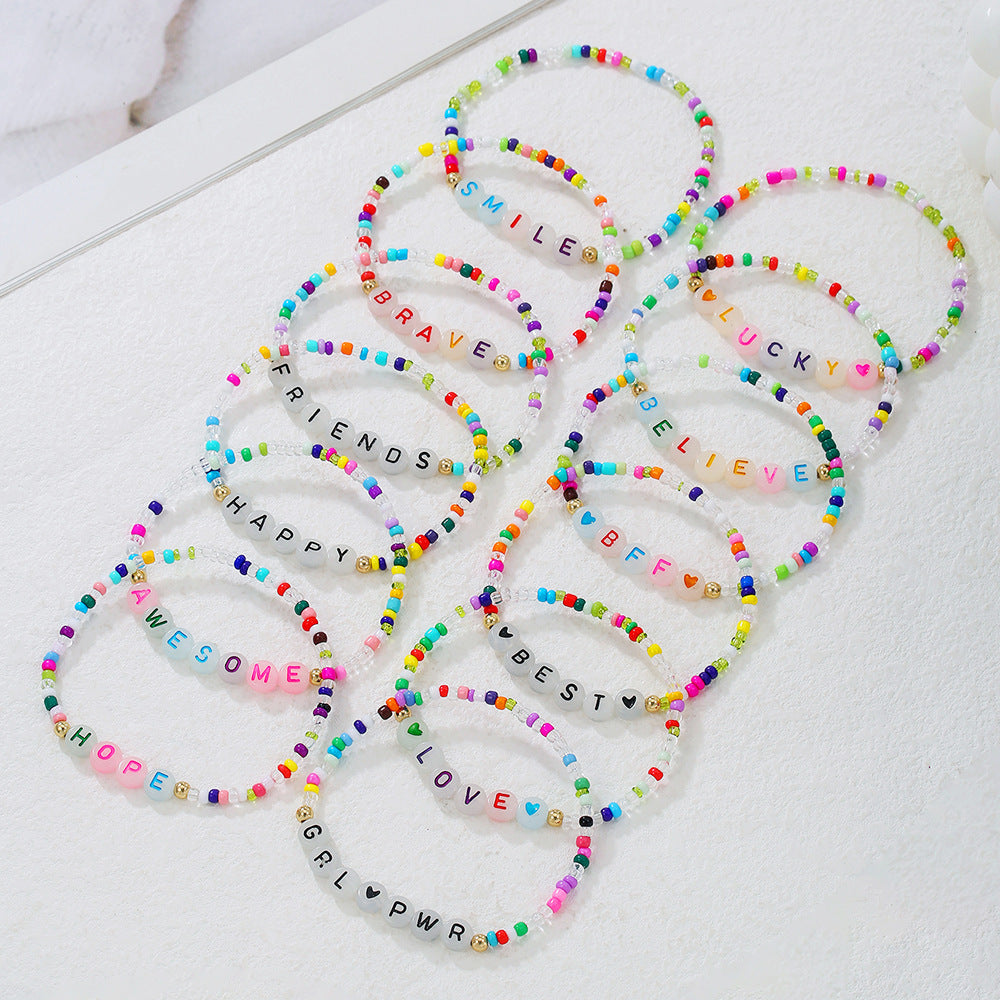 Children's Bohemian Style Letter Colorful Beads Stringed Bracelets