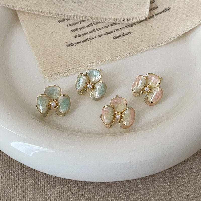 Gentle Blooming Glaze Flowers Female Personality Earrings