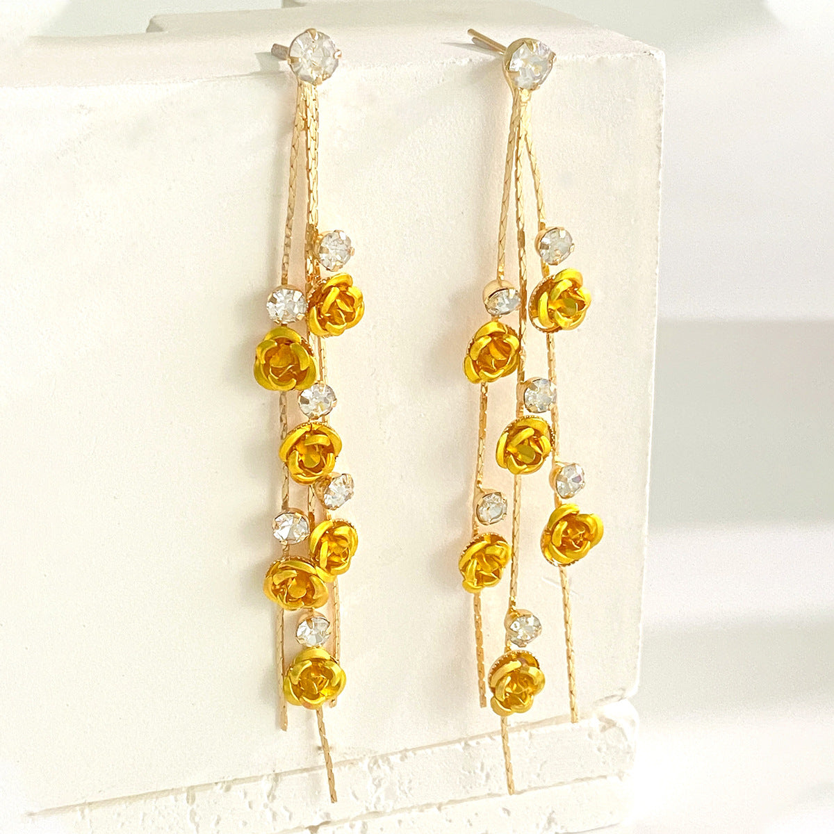 Luxury Flower Tassel Dangle High-grade Alloy Earrings