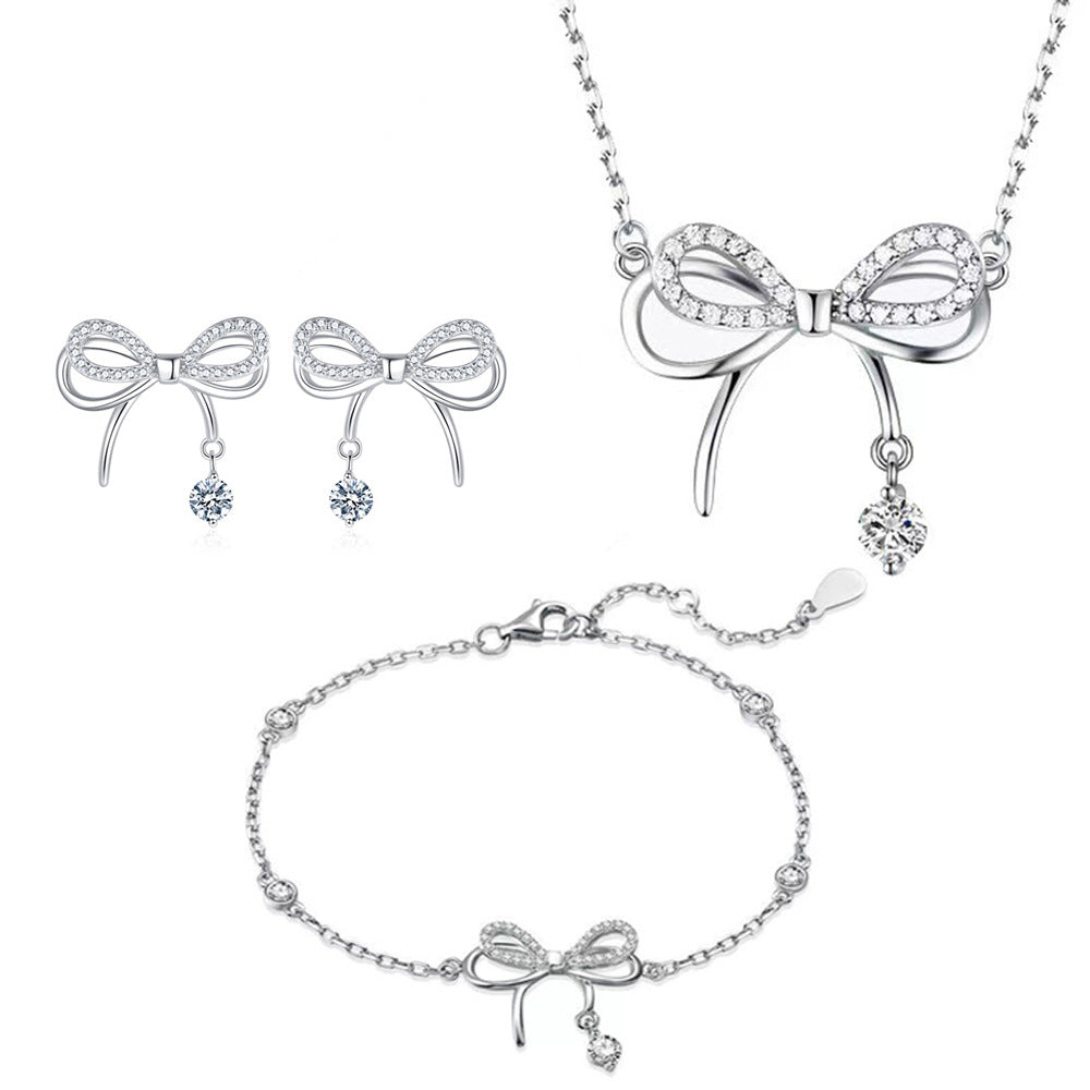 Women's Dream Dainty Bowknot Niche Light-weight Zircon Jewelry Set