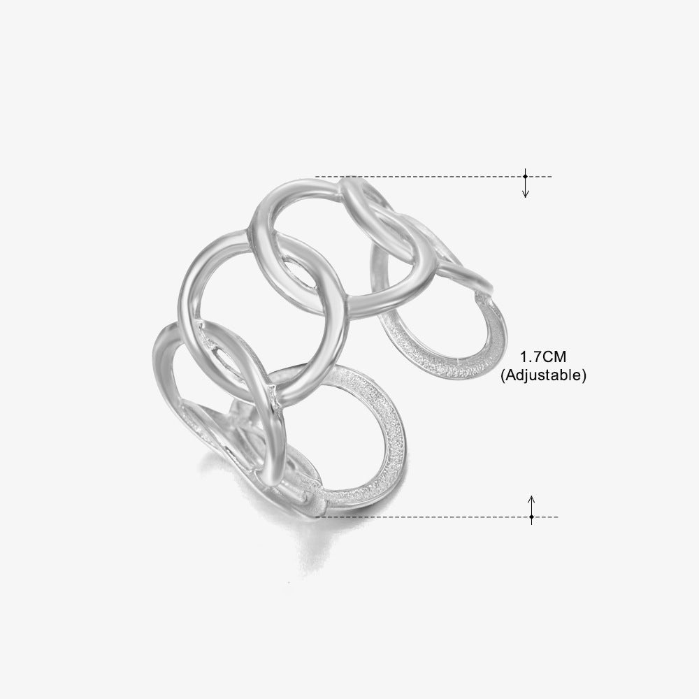 Women's Popular Stainless Steel Geometric Ellipse French Retro Rings