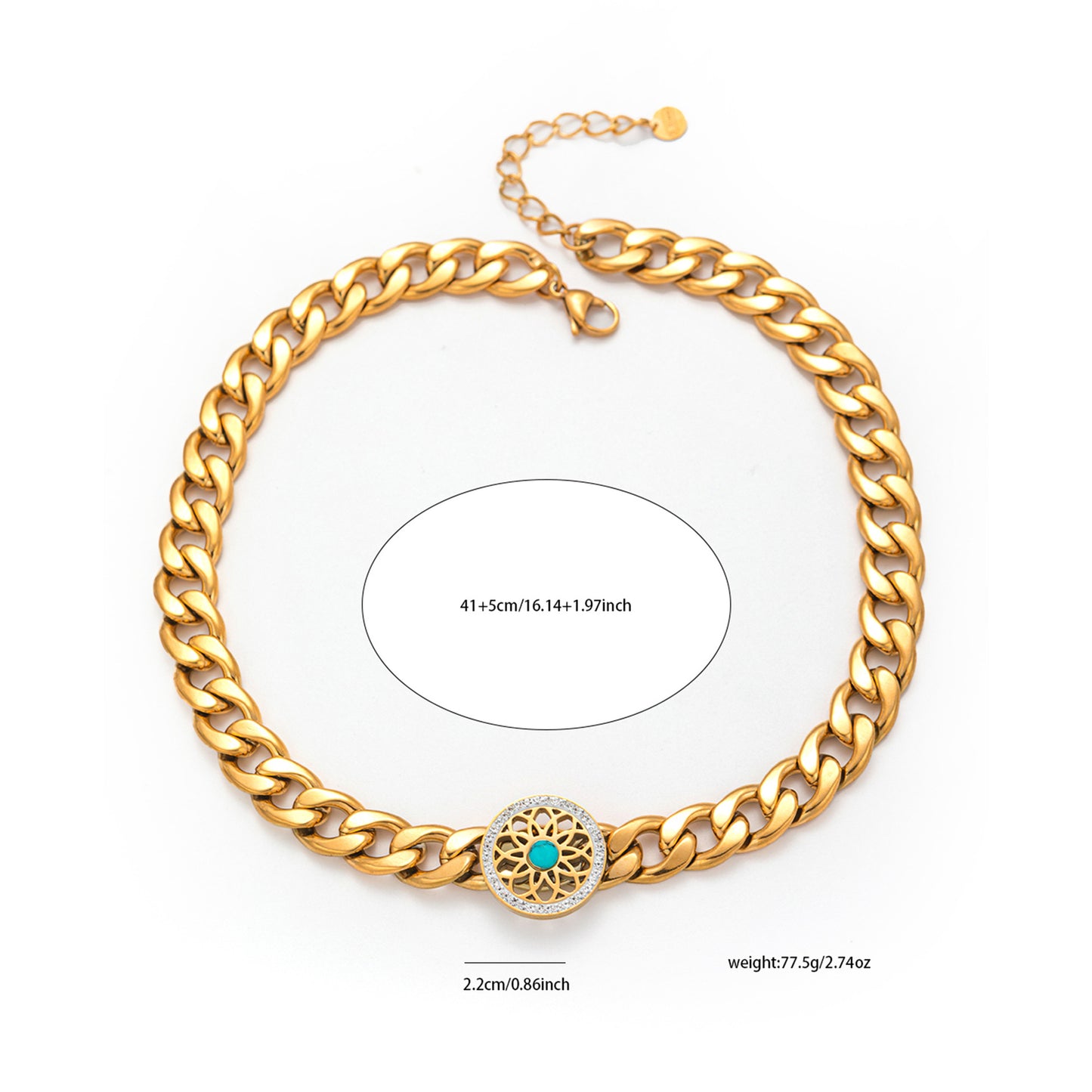 Compass Fashion Personality Stainless Steel Micro Inlaid Zircon Temperament Necklaces