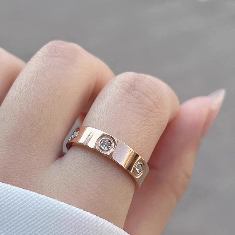 Titanium Steel Full Diamond Female Fashion Rings