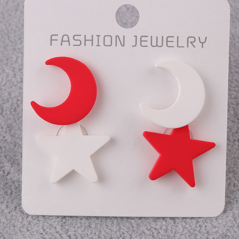 Niche Star Moon Two-piece Set Acrylic Simple Earrings