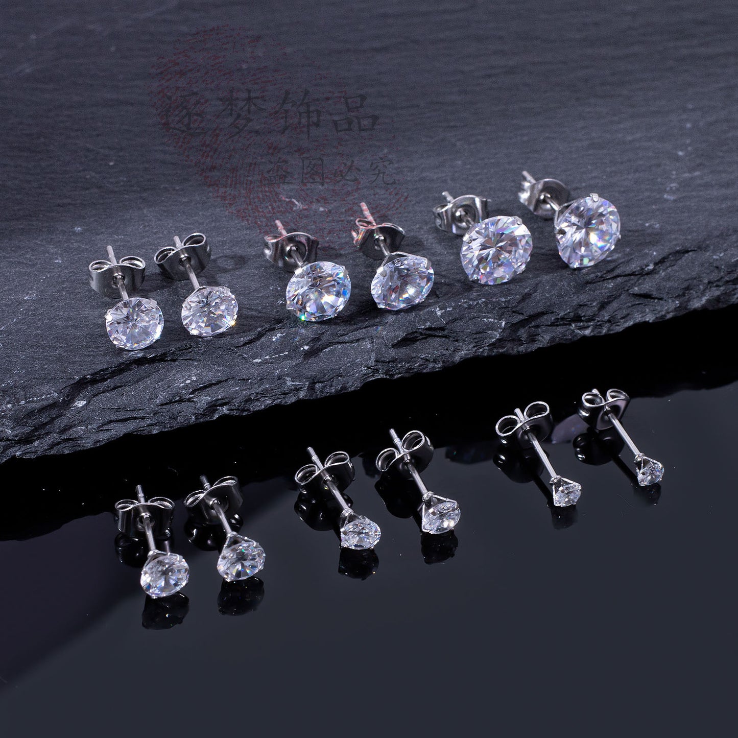 Steel Zircon High-grade Titanium Diamond Ear Earrings