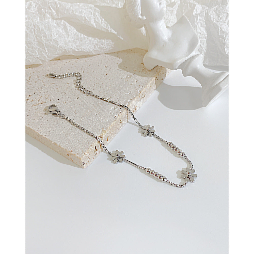 Women's Steel Rose Gold Plated Little Daisy Bracelets