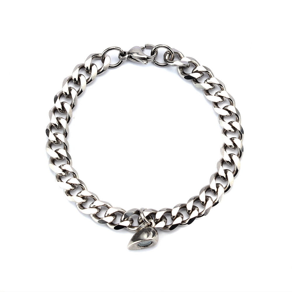 Men's Stainless Steel Titanium Cuban Love Magnet Bracelets