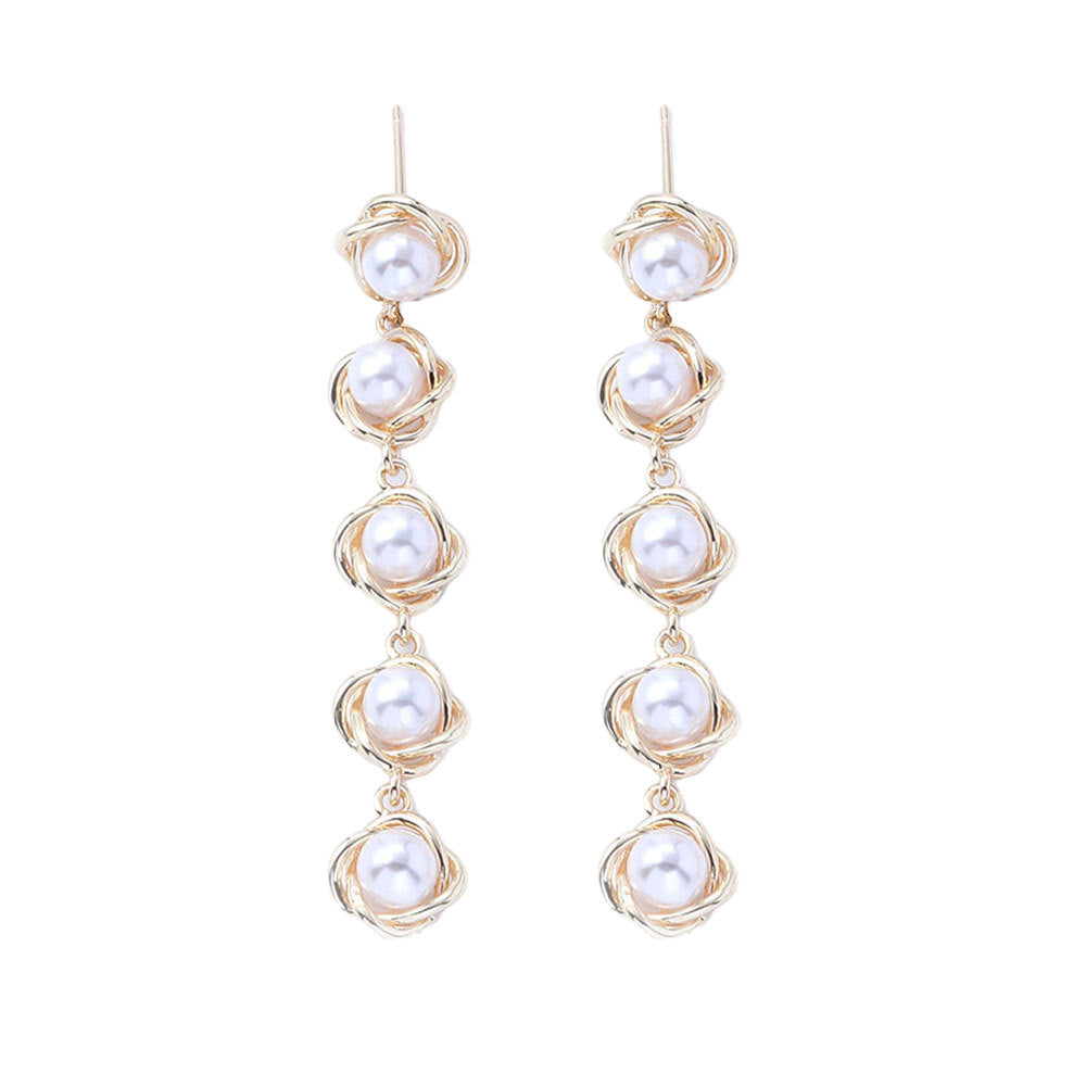 Luxury French Pearl Three-piece Gold Winding Shell Elegant Jewelry Set