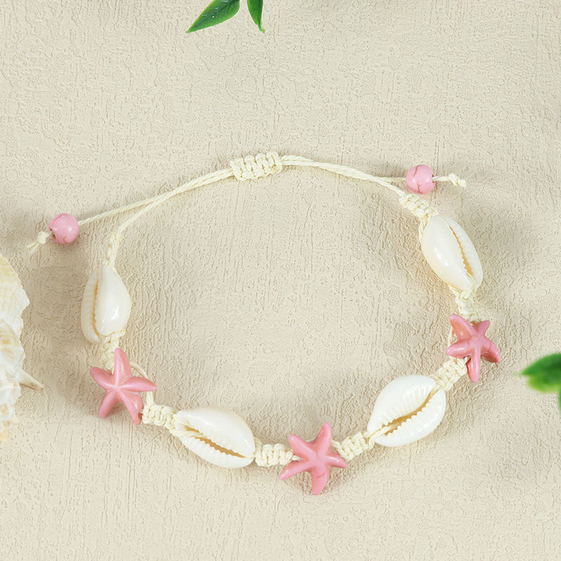Style Natural Shell Starfish Hand Weaving Bracelets