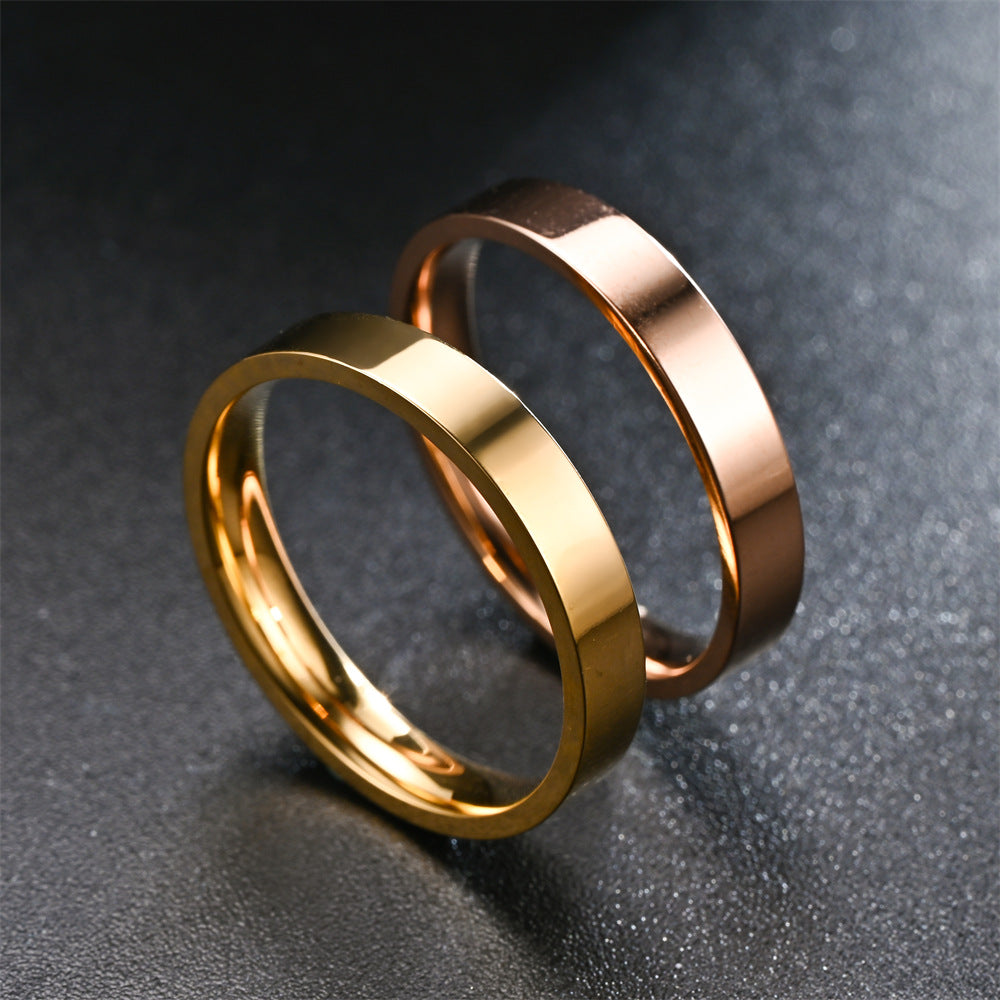 Ornament Simple Flat Stainless Steel Mirror Rings