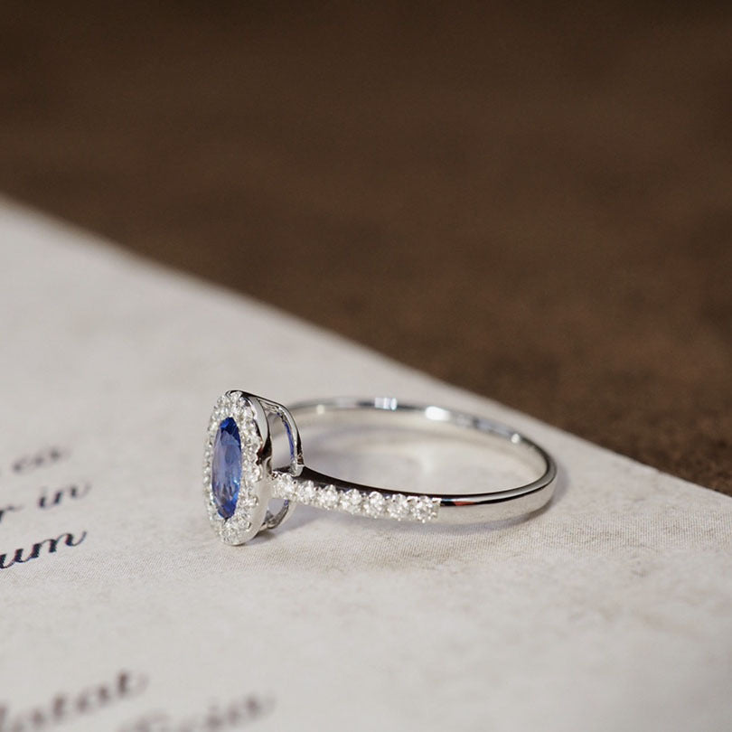 Women's Sier Gold-plated Diamond Blue Fashion Personalized Rings