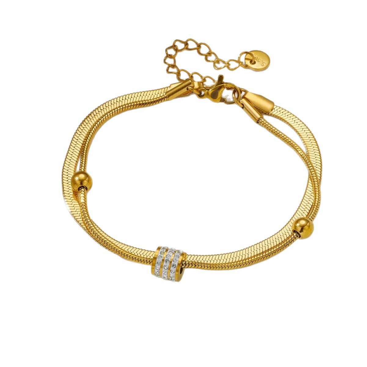 Round Clip Bead Stainless Steel Water-resistant Bracelet