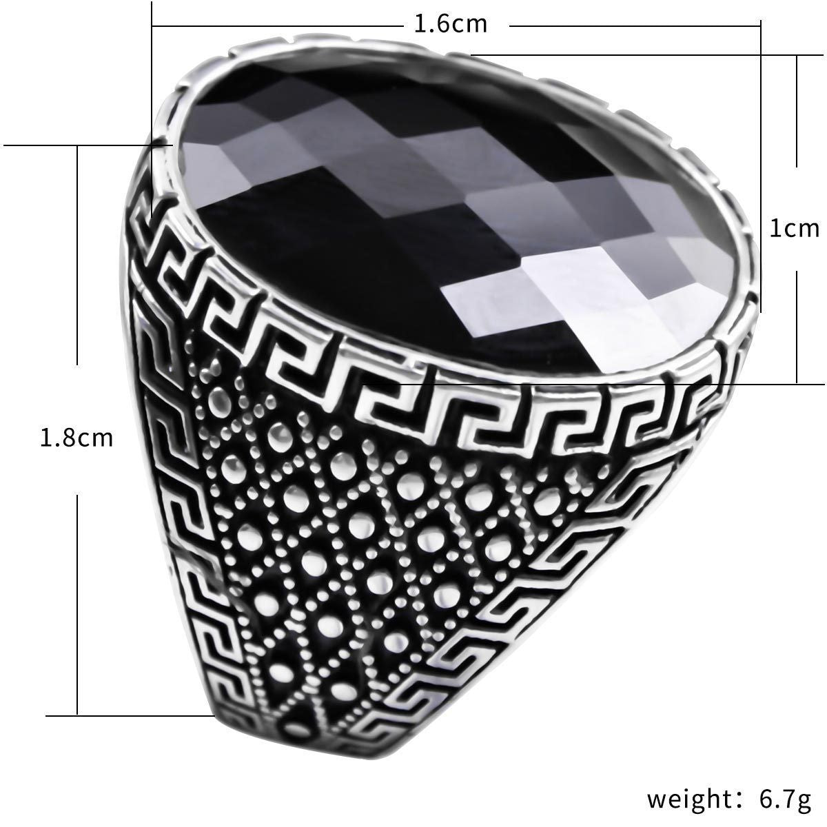 Men's Ornament Vintage Pattern Black Flat Zircon Rings