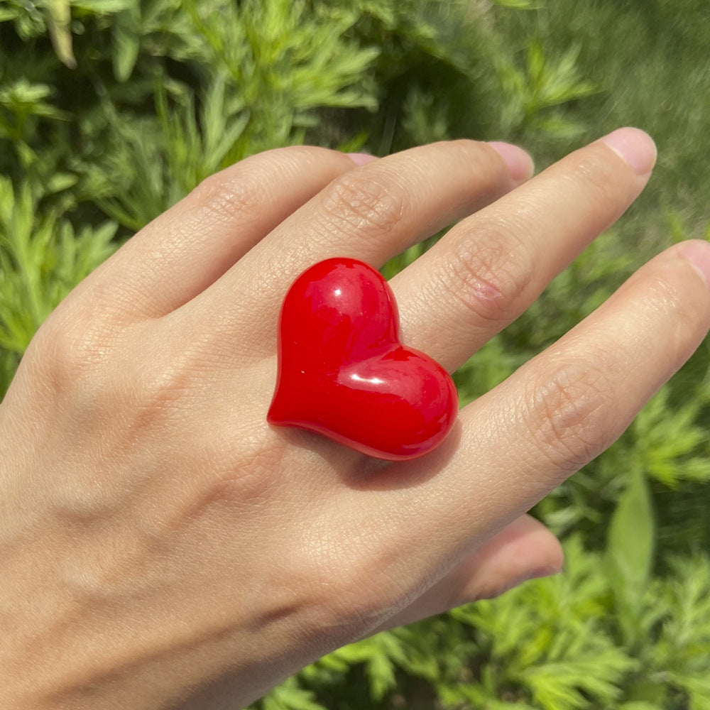 Personality Love Heart-shaped Trendy Fashion Solid Rings