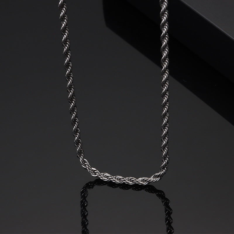 Women's & Men's Flowers Chain For Twist Choker Titanium Necklaces