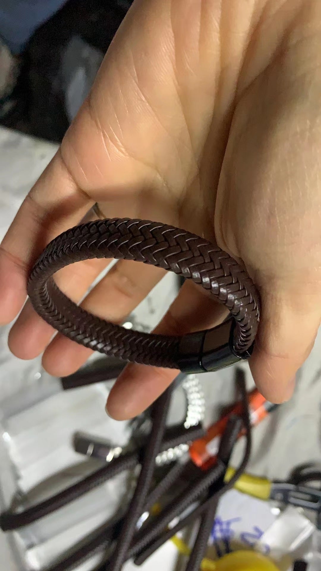 Men's Magnetic Snap Vintage Weave Leather Rope Bracelets