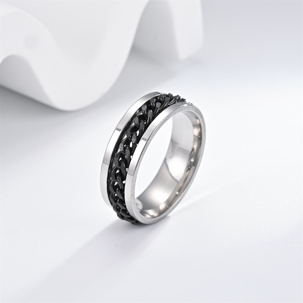Men's Titanium Steel Rotating Chain Rotatable Decompression Rings