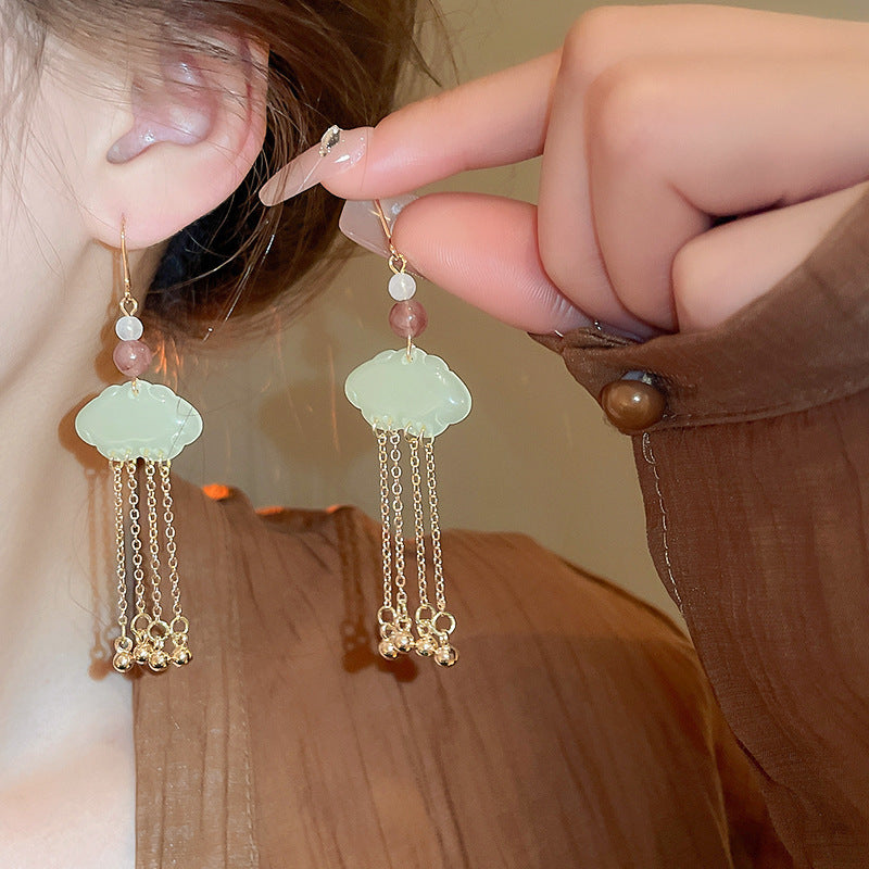 Chinese Style Flower Bamboo Tassel Fashion Trend Ear Hook Earrings
