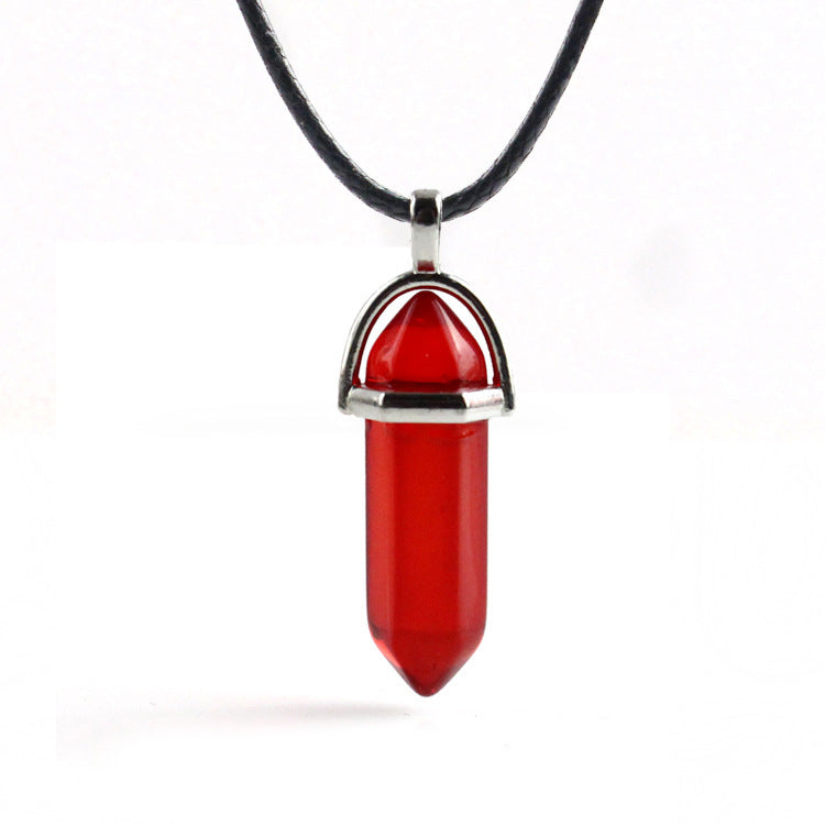 Natural Stone Hexagon Prism Fashion Crystal Necklaces
