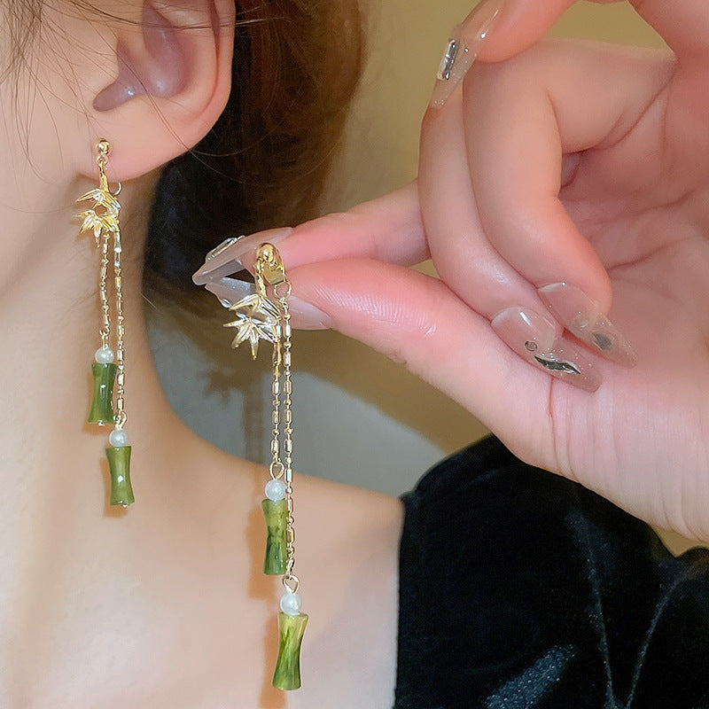 Women's Sier Butterfly Tassel Sweet Flowers Long Rings