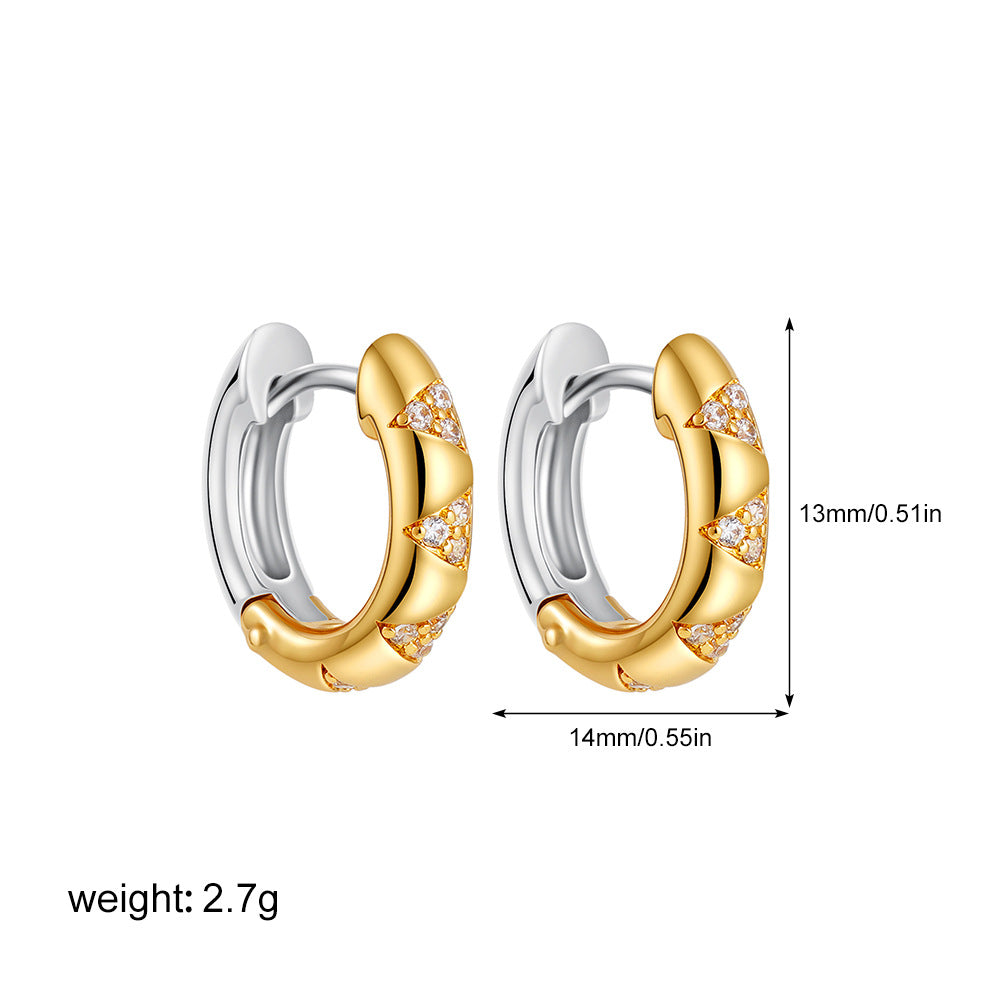 Two-color Electroplating Ear Clip Micro Inlaid Zircon Rings