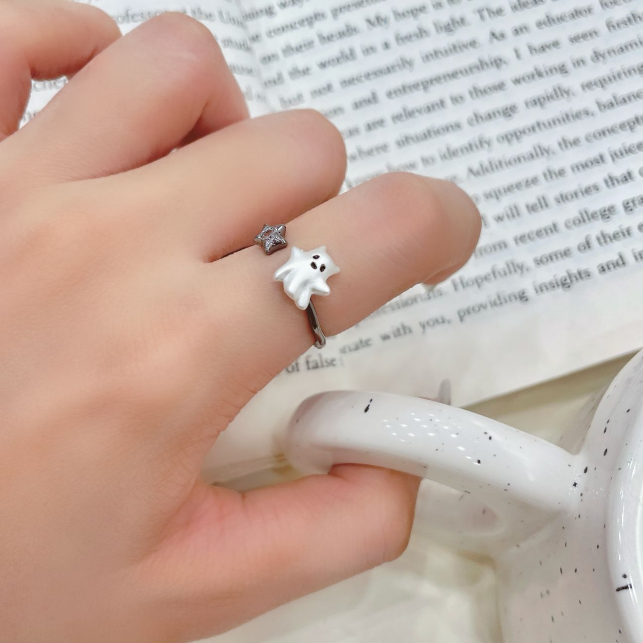 Women's Open Simple Cute Cartoon Light Luxury Temperament High Rings