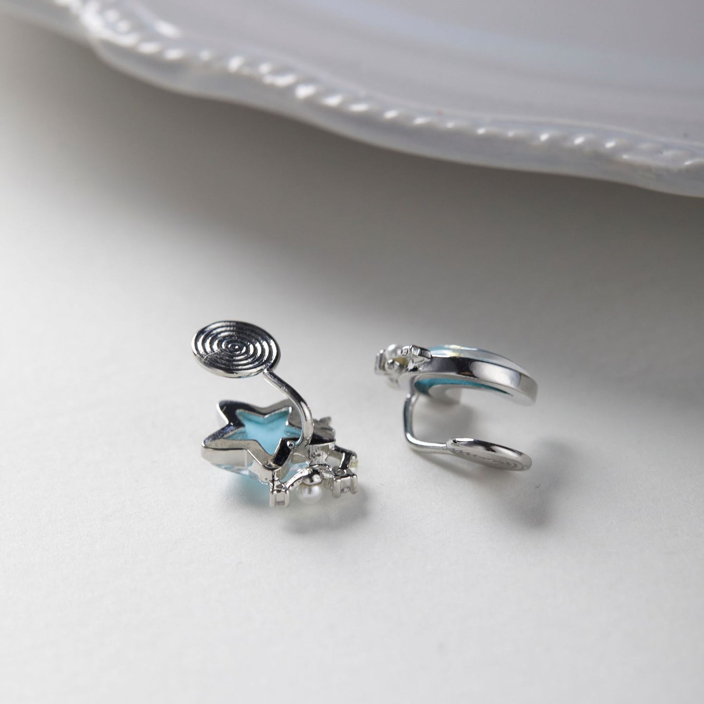 Moon Blue Star Pearl Female Summer Earrings