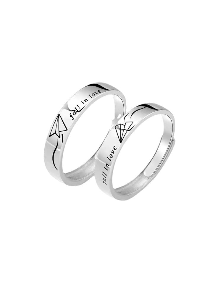 Women's & Men's Paper Plane Couple Retro Artistic Open Rings