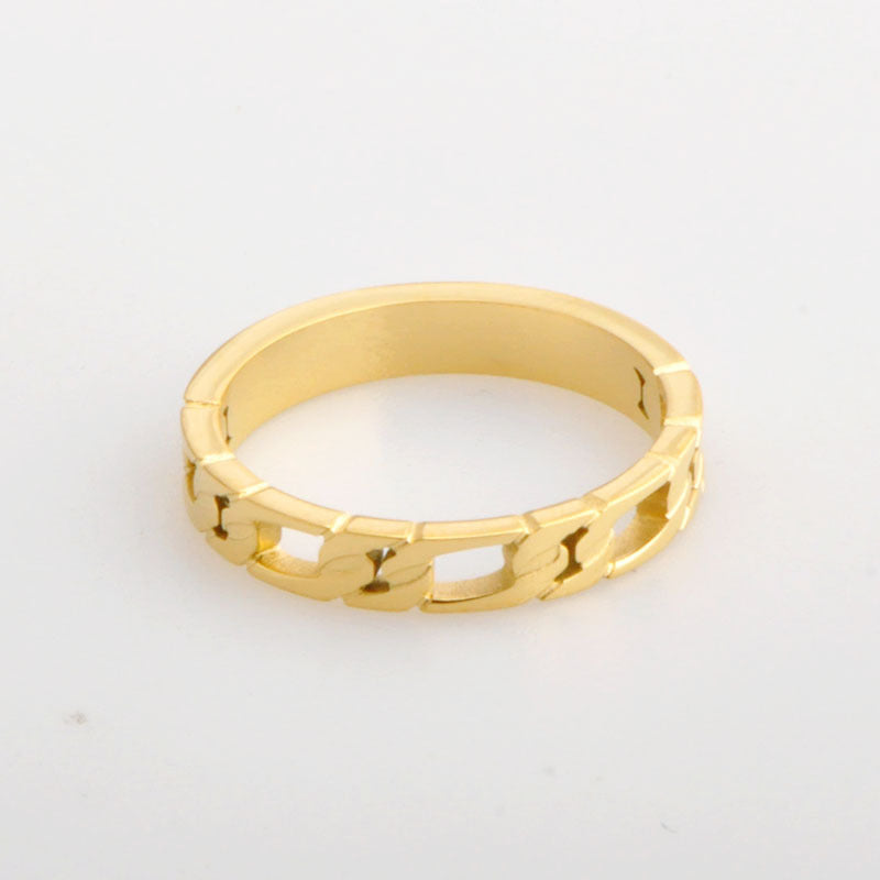 French Hollow Flat Chain Winding Titanium Rings