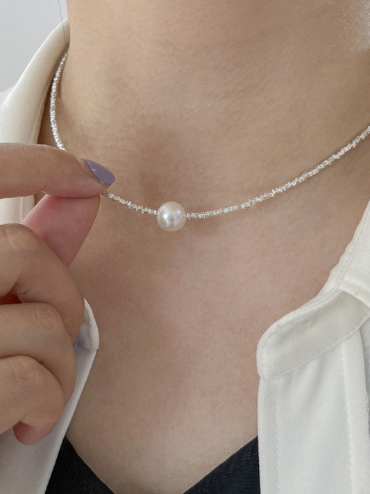 Sier Small Pieces Of Short Pearl Broken Light Necklaces