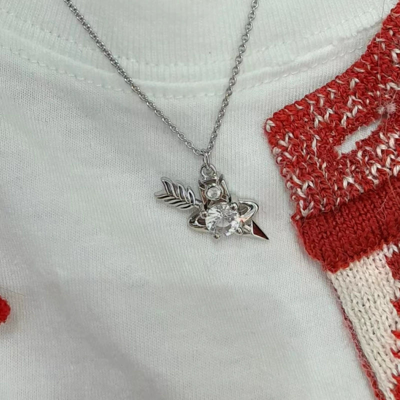 Women's Through The Heart Saturn Zircon Light Luxury Necklaces