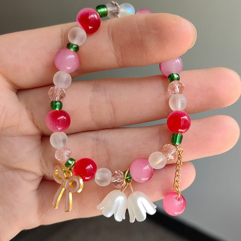 Two-color Lily Female Temperament Small Crystal Bracelet