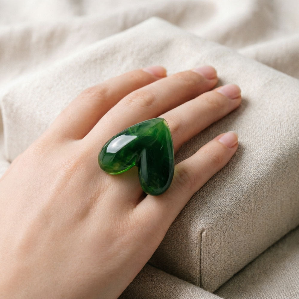 Resin Love Stainless Steel Open Personality Elegant Ring