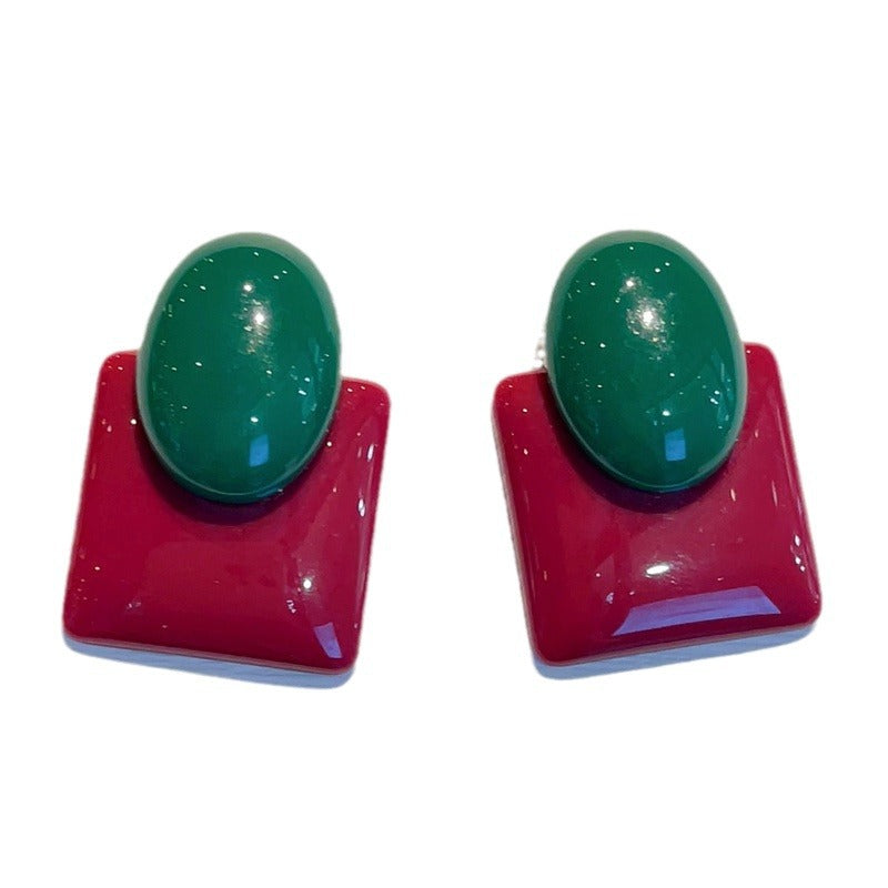 Color Geometric Three-dimensional Fashion Simple High Sense Earrings