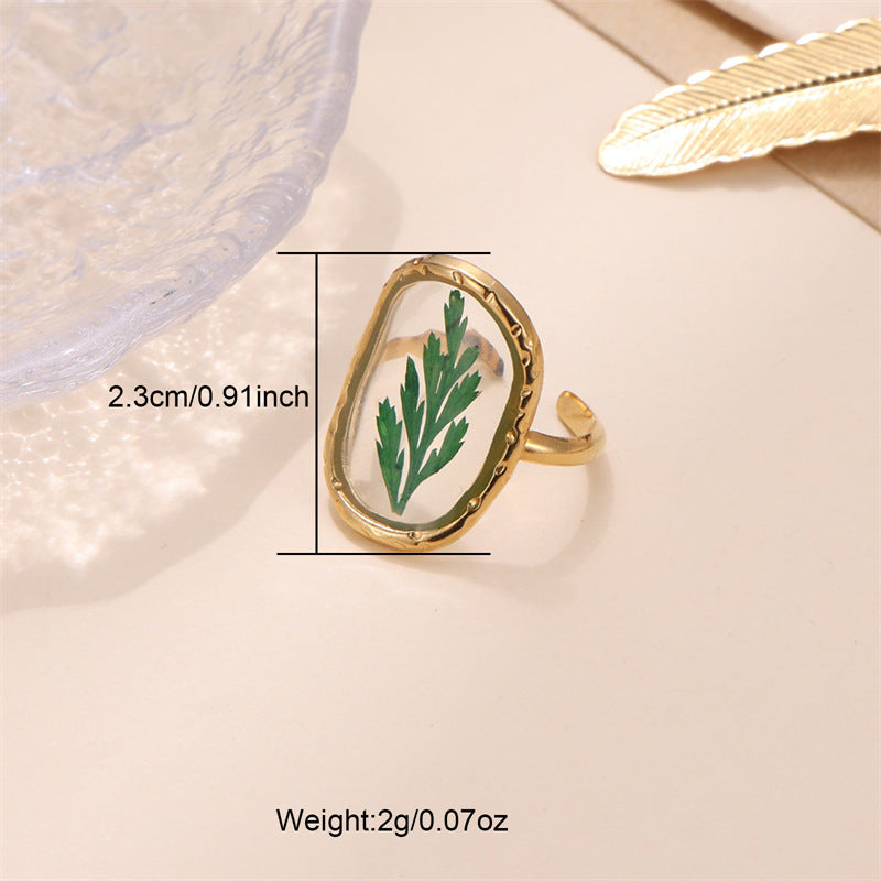 Women's Jewelry Preserved Fresh Flower Series Stainless Steel Design Rings
