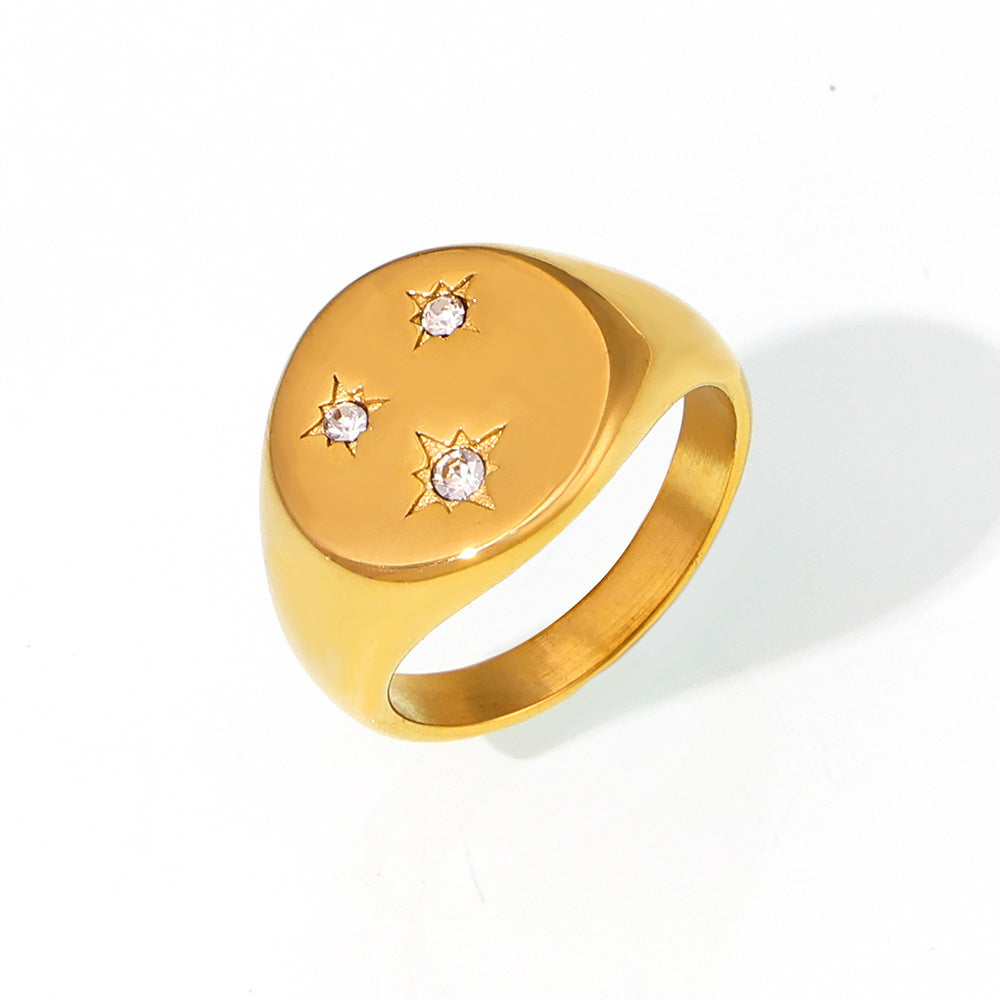 Gold-plated Simple Micro Inlaid With Diamond Rings