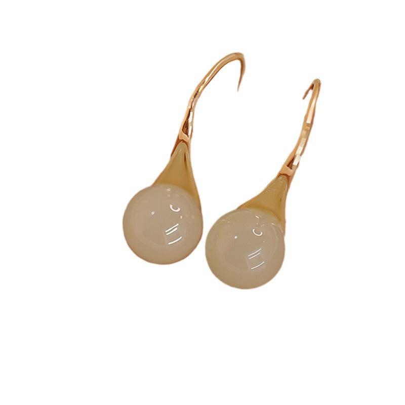 Women's Cardamom Jade Ear Antique Retro Elegant Stud Earrings