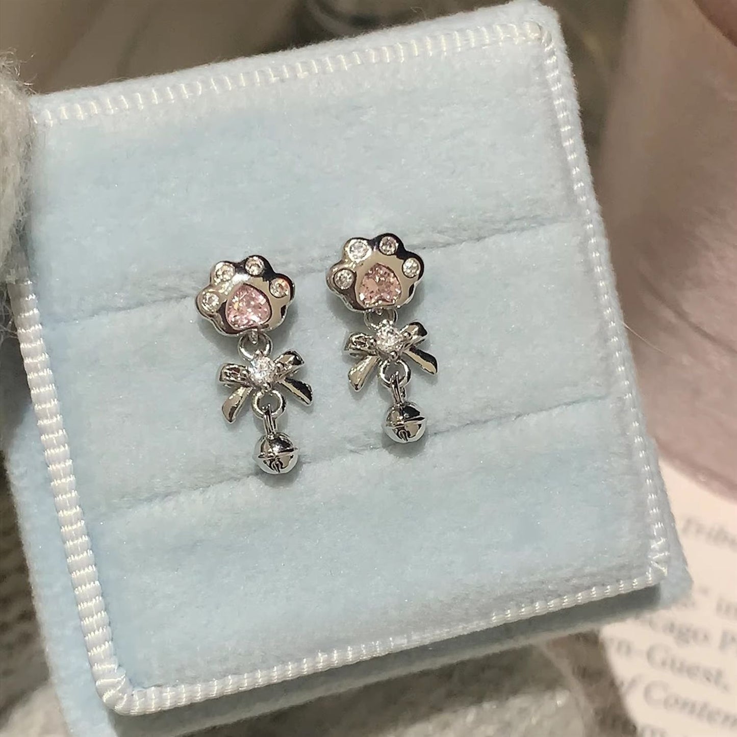 Paw Bell Titanium Steel Ear Cartoon Sweet Cool Unique Alloy Earrings
