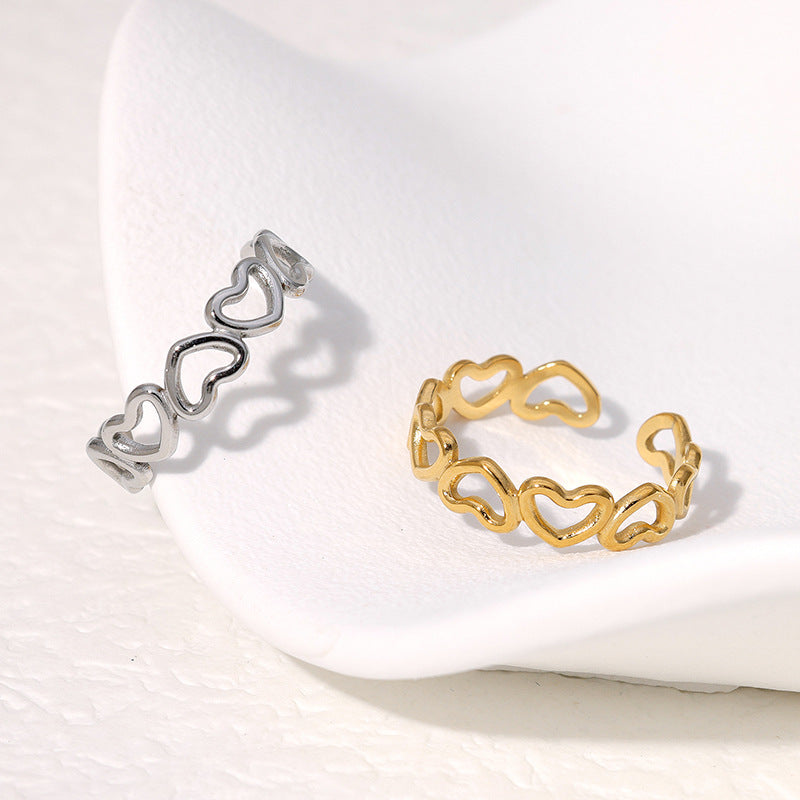 Women's Love Heart-shaped Stainless Steel Sweet Cute Design Rings