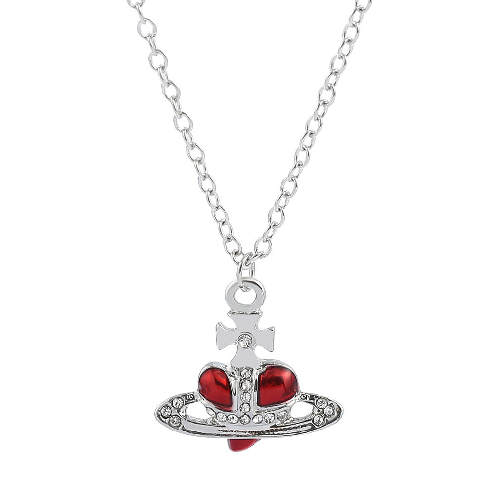 Queen Mother Paint Rhinestone Heart Shape Necklaces