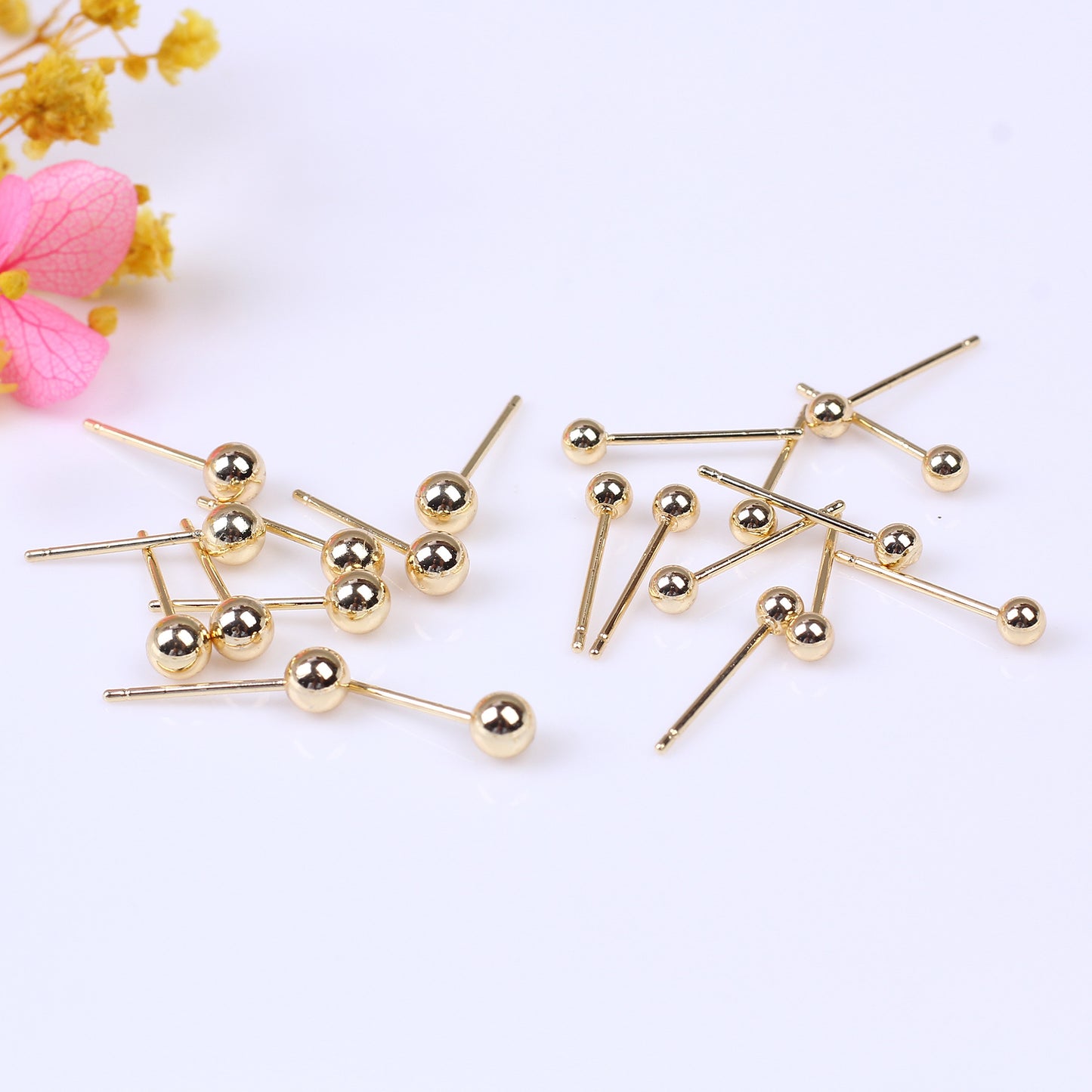 Gilded Round Ball Auricular Needle Bean-shaped Earrings
