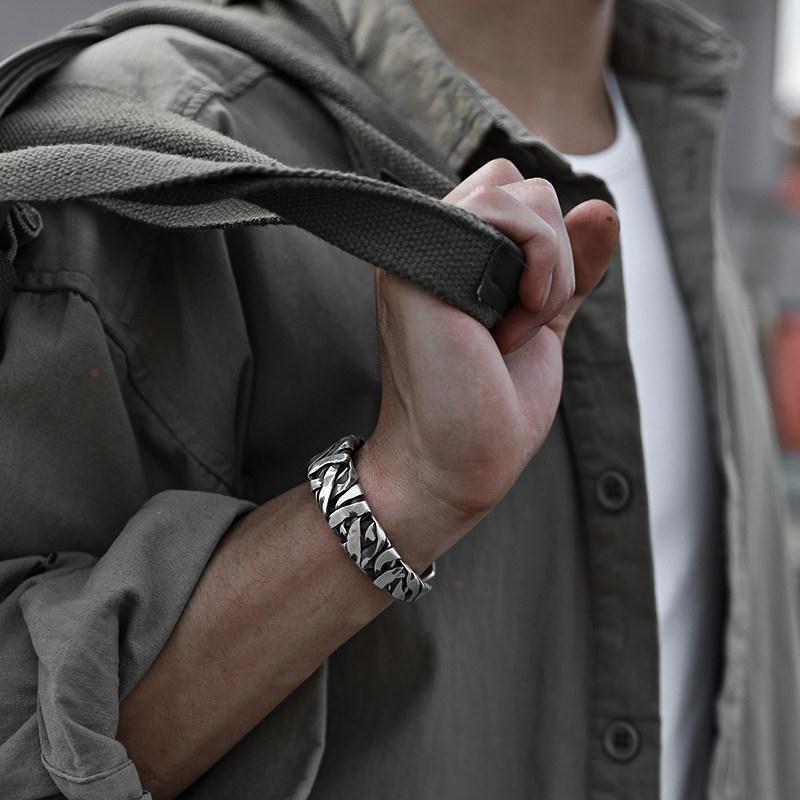 Men's Vintage Thai Sier Woven Twisted Open-ended Bracelets
