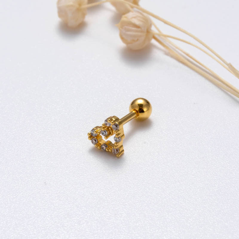 Stainless Steel Rod Micro Inlaid Zircon Earrings