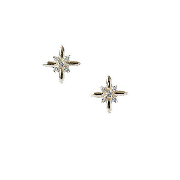 Gold Plated White Inlaid Zirconium Diamond Simple Earrings