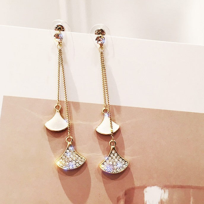 Tassel High-grade Sier Needle Metal Light Luxury Pearl Earrings