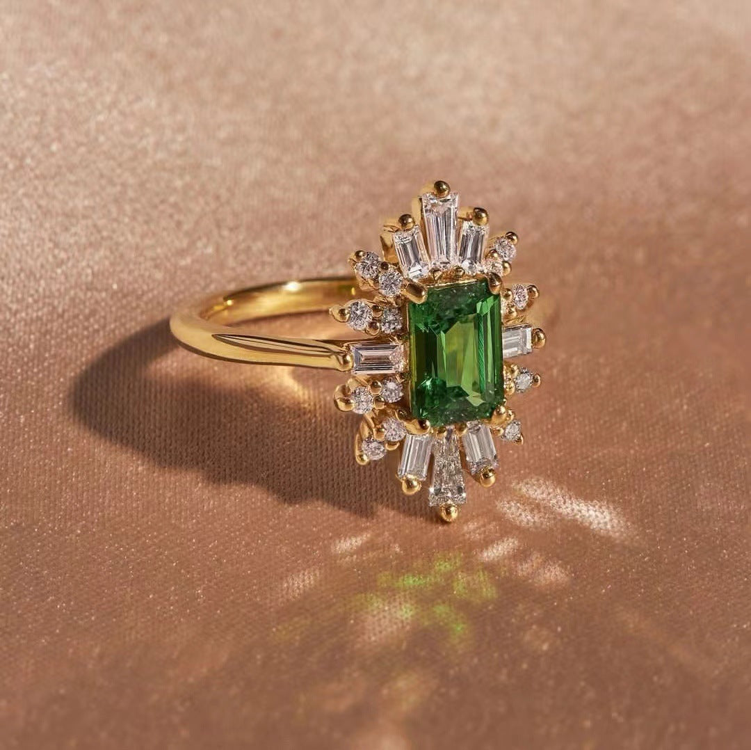 Women's Gold Fashion Wear Square Diamond Accessories Rings