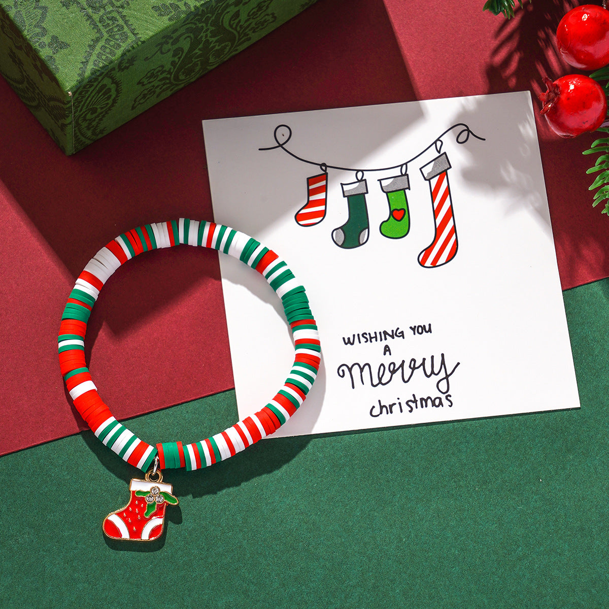 Christmas Elements Old Snowflake Elk Color Polymer Bracelets